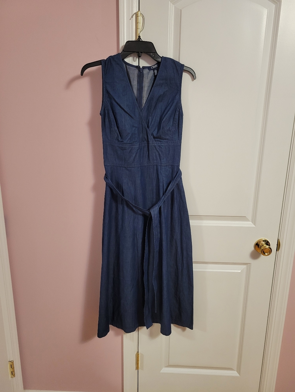 NWOT Womens Chaps Denim Sleeveless V-Neck Midi Dress- 2- Summer, Modern, Office